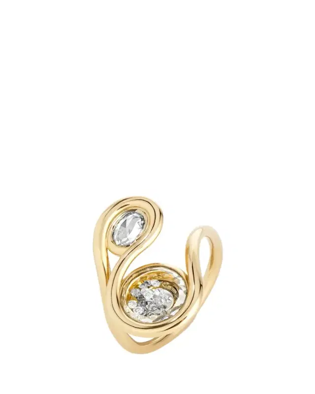 18K Yellow Gold Kaleidoscope Shaker Clave Ring with Diamonds, Petite