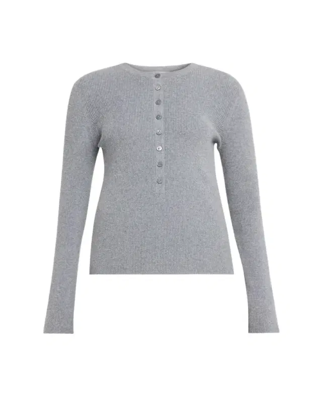 Lisa Yang Airi Cotton-Cashmere Henley Sweater