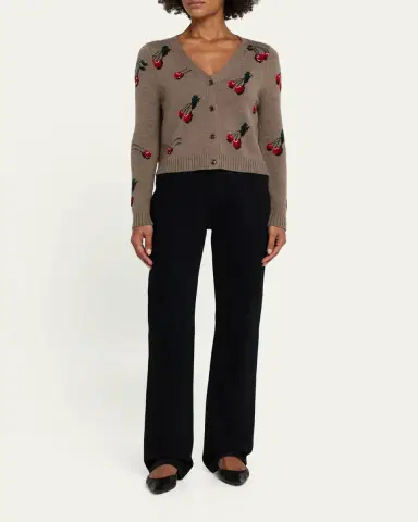 Monse Cropped Cherry V-Neck Cardigan | Thumbnail 2