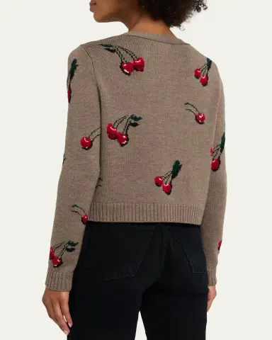 Monse Cropped Cherry V-Neck Cardigan | Thumbnail 3