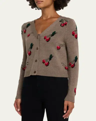 Monse Cropped Cherry V-Neck Cardigan | Thumbnail 4