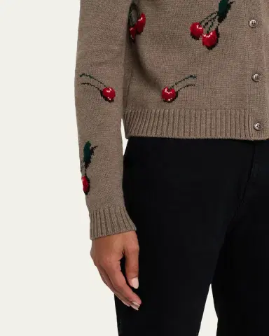 Monse Cropped Cherry V-Neck Cardigan | Thumbnail 5
