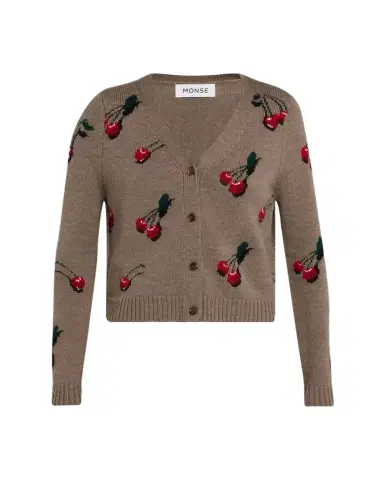 Monse Cropped Cherry V-Neck Cardigan | Thumbnail 1