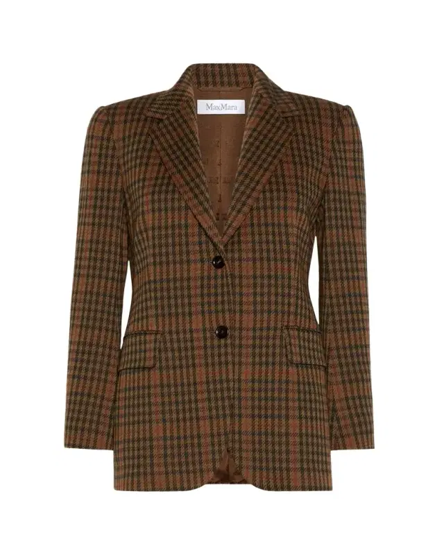 Max Mara Check Wool-Blend Single-Breasted Jacket