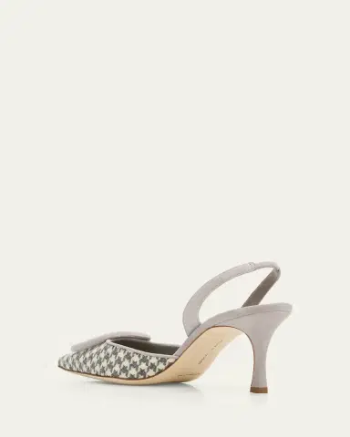 Manolo Blahnik 0mm Mayslibi Gala Houndstooth Suede Slingback Pumps | Thumbnail 4