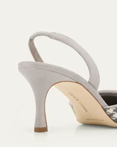 Manolo Blahnik 0mm Mayslibi Gala Houndstooth Suede Slingback Pumps | Thumbnail 5