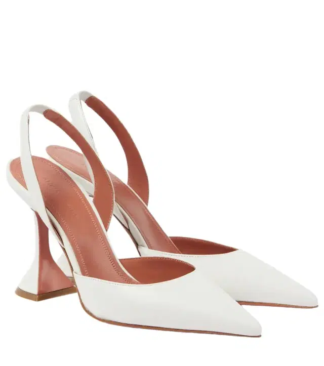 Amina Muaddi Holli 95 leather slingback pumps