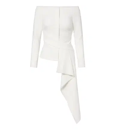 Roland Mouret Asymmetric off-shoulder crêpe jacket | Thumbnail 1 Roland Mouret Asymmetric off-shoulder crêpe jacket | Thumbnail 1