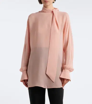 Valentino Tie-neck silk georgette blouse | Thumbnail 2 Valentino Tie-neck silk georgette blouse | Thumbnail 2