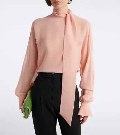 Valentino Tie-neck silk georgette blouse | Thumbnail 5 Valentino Tie-neck silk georgette blouse | Thumbnail 5