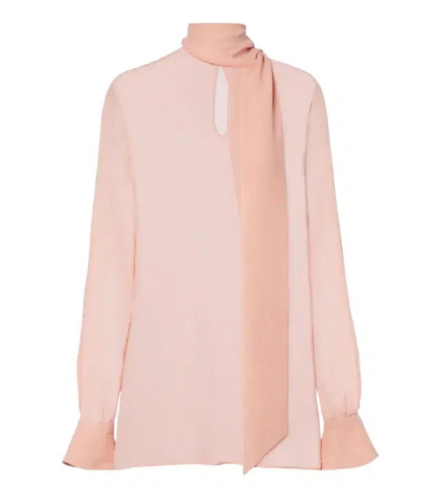 Valentino Tie-neck silk georgette blouse
