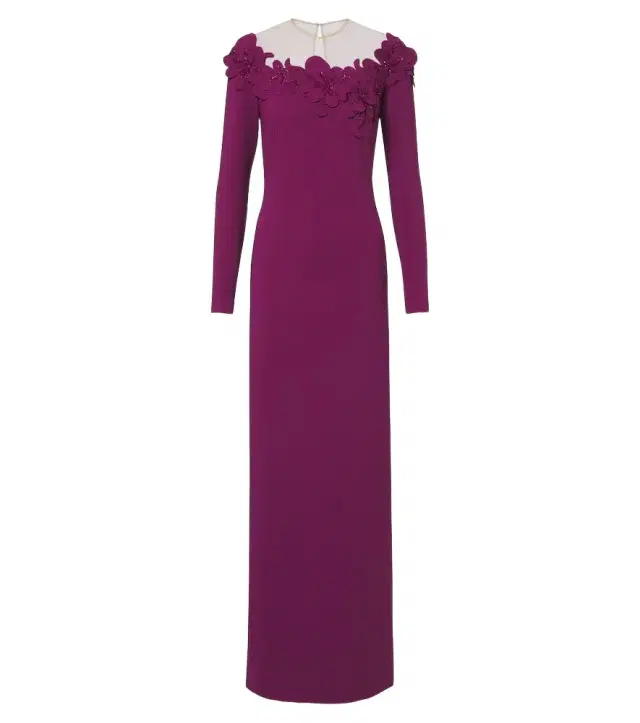Costarellos Embellished floral-appliqué gown