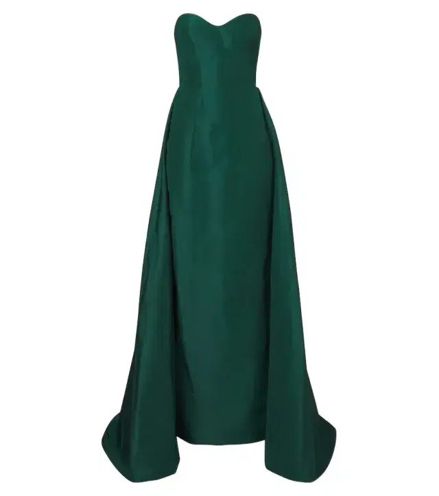 Draped strapless silk bustier gown