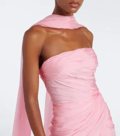MONIQUE LHUILLIER Scarf-detail draped silk bustier gown | Thumbnail 2