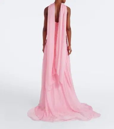 MONIQUE LHUILLIER Scarf-detail draped silk bustier gown | Thumbnail 3