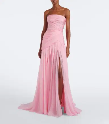 MONIQUE LHUILLIER Scarf-detail draped silk bustier gown | Thumbnail 6