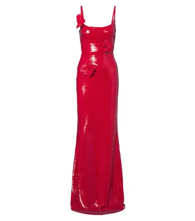 David Koma Floral-appliqué sequined gown