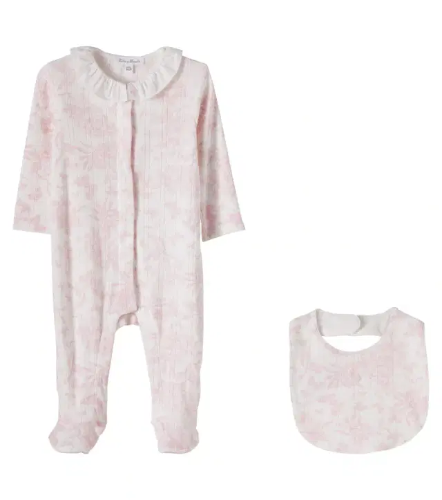 Tartine et Chocolat Floral cotton onesie and bib set