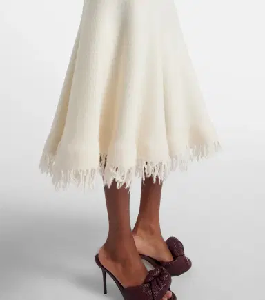 Bottega Veneta Fringed wool midi skirt | Thumbnail 2