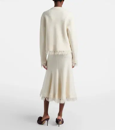 Bottega Veneta Fringed wool midi skirt | Thumbnail 5