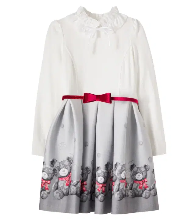 Monnalisa Belted printed ruffled dress