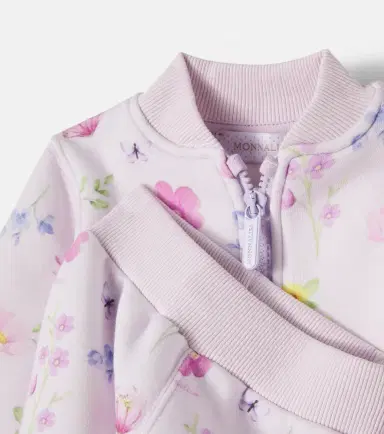 Monnalisa Baby floral cotton-blend sweatshirt and sweatpants set | Thumbnail 3