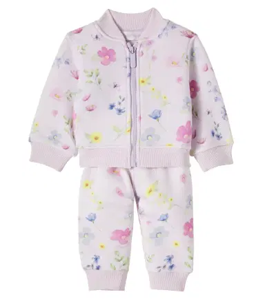 Monnalisa Baby floral cotton-blend sweatshirt and sweatpants set | Thumbnail 1