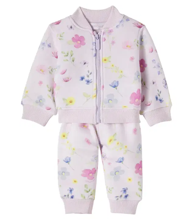Monnalisa Baby floral cotton-blend sweatshirt and sweatpants set