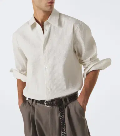 Studio Nicholson View striped cotton and linen shirt | Thumbnail 3