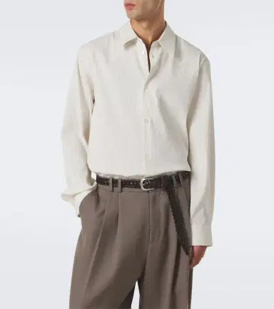 Studio Nicholson View striped cotton and linen shirt | Thumbnail 5