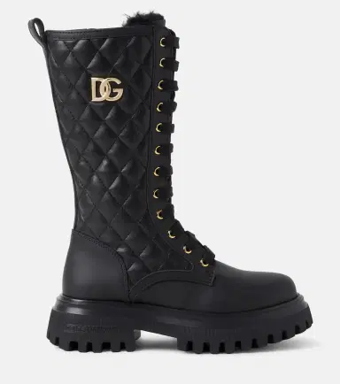 Dolce & Gabbana Kids DG quilted leather lace-up boots | Thumbnail 2
