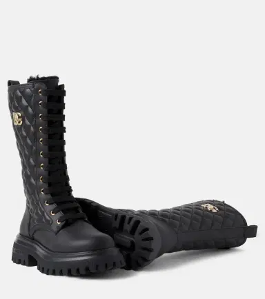 Dolce & Gabbana Kids DG quilted leather lace-up boots | Thumbnail 3