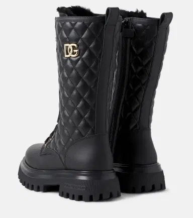 Dolce & Gabbana Kids DG quilted leather lace-up boots | Thumbnail 4