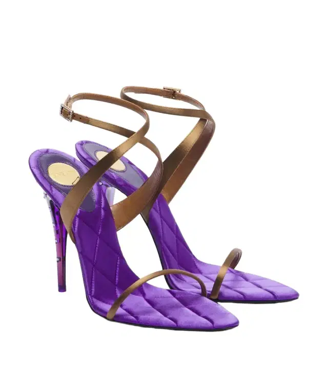 Saint Laurent Ivresse embellished quilted satin sandals