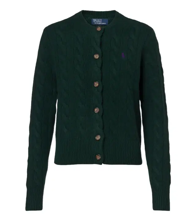 Cable-knit wool and cashmere cardigan
