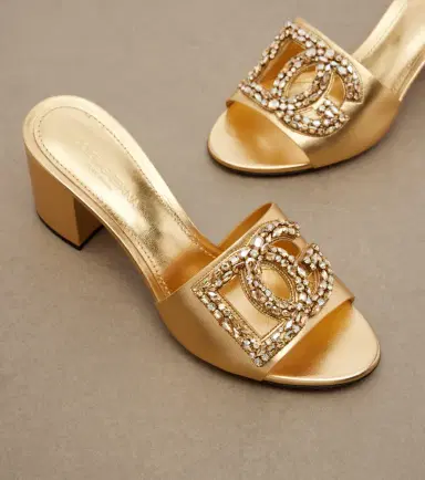 Dolce & Gabbana DG embellished metallic leather mules | Thumbnail 3 Dolce & Gabbana DG embellished metallic leather mules | Thumbnail 3