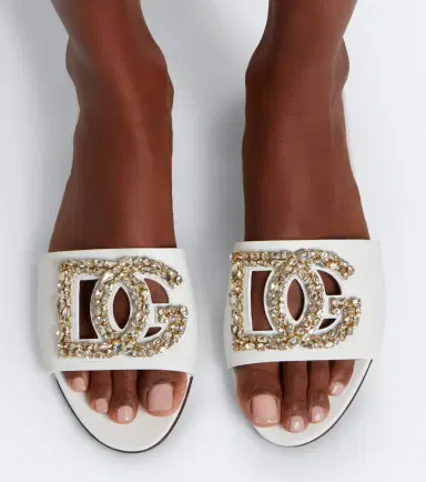 Dolce & Gabbana DG embellished leather slides | Thumbnail 6