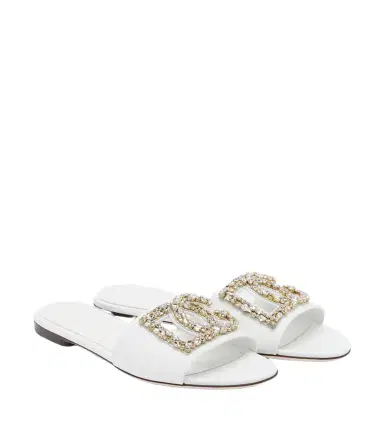 Dolce & Gabbana DG embellished leather slides | Thumbnail 1