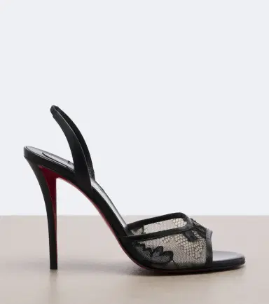 Christian Louboutin Miss Z lace-trimmed leather slingback sandals | Thumbnail 3