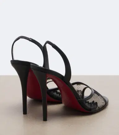 Christian Louboutin Miss Z lace-trimmed leather slingback sandals | Thumbnail 4