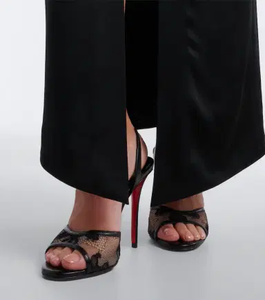 Christian Louboutin Miss Z lace-trimmed leather slingback sandals | Thumbnail 5