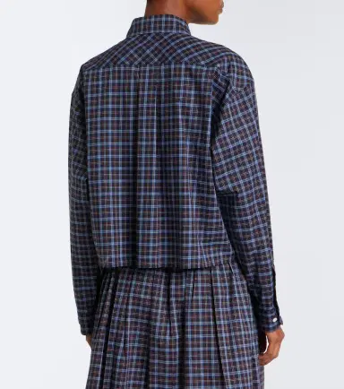 Miu Miu Logo plaid cotton shirt | Thumbnail 3 Miu Miu Logo plaid cotton shirt | Thumbnail 3