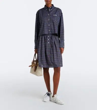 Miu Miu Logo plaid cotton shirt | Thumbnail 6 Miu Miu Logo plaid cotton shirt | Thumbnail 6