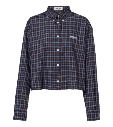 Miu Miu Logo plaid cotton shirt | Thumbnail 1 Miu Miu Logo plaid cotton shirt | Thumbnail 1