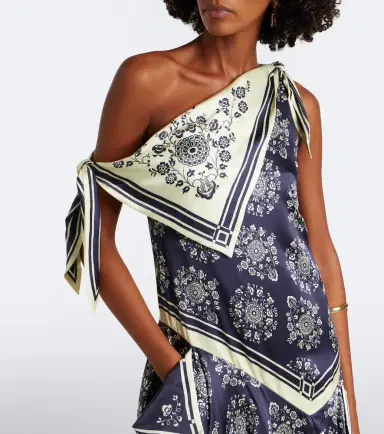 ALÉMAIS Alémais Banderra asymmetric floral silk midi dress | Thumbnail 2 ALÉMAIS Alémais Banderra asymmetric floral silk midi dress | Thumbnail 2