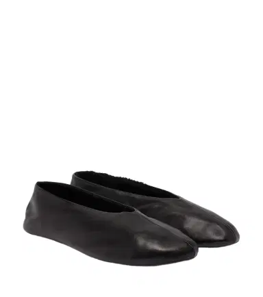 The Row Stella shearling-trimmed leather ballet flats | Thumbnail 1 The Row Stella shearling-trimmed leather ballet flats | Thumbnail 1