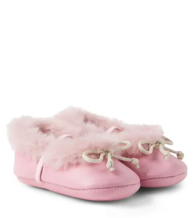 PèPè Baby Shearling-lined leather ballet flats