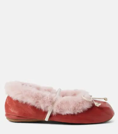 PePe PèPè Shearling-trimmed leather ballet flats | Thumbnail 2 PePe PèPè Shearling-trimmed leather ballet flats | Thumbnail 2