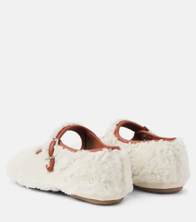 PePe PèPè Leather-trimmed shearling ballet flats | Thumbnail 2 PePe PèPè Leather-trimmed shearling ballet flats | Thumbnail 2