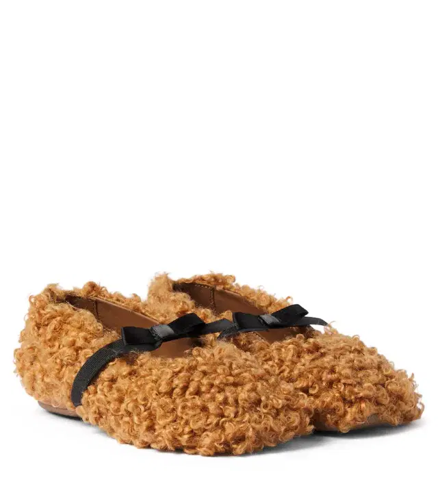 PePe PèPè Bow-detail shearling ballet flats